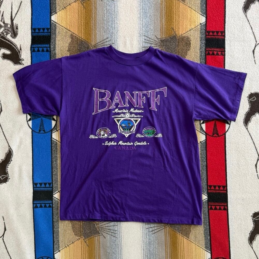 Vintage 90s Banff Canada Ski Outdoor T-Shirt Size XL Single Stitch Skiing Nature